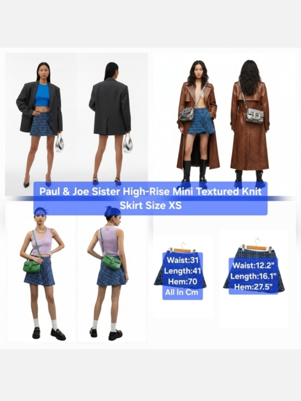 Paul & Joe Sister High-Rise Mini Textured Knit Skirt Size XS